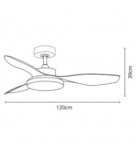 Ventilador Tulum DC 25W 2500Lm 3 Aspas Marrón CCT