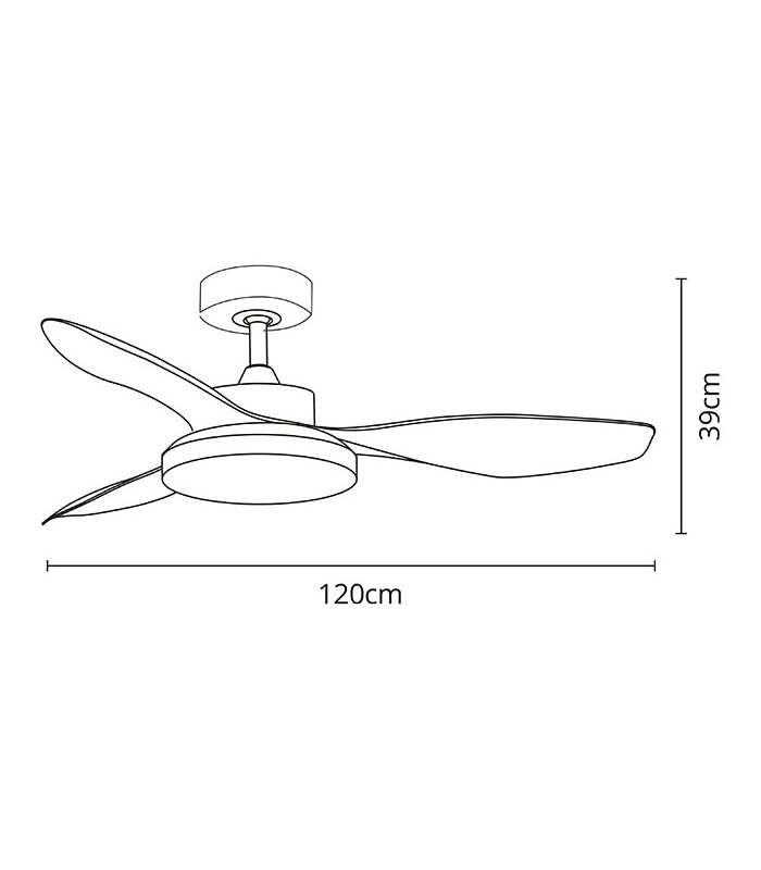 Ventilador Tulum DC 25W 2500Lm 3 Aspas Marrón CCT