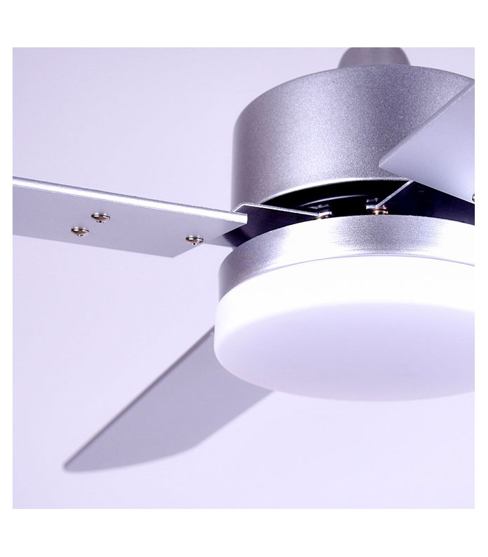 Ventilador Kenia DC Plata 18W 1800Lm 4 Aspas Reversibles Plata / Haya CCT