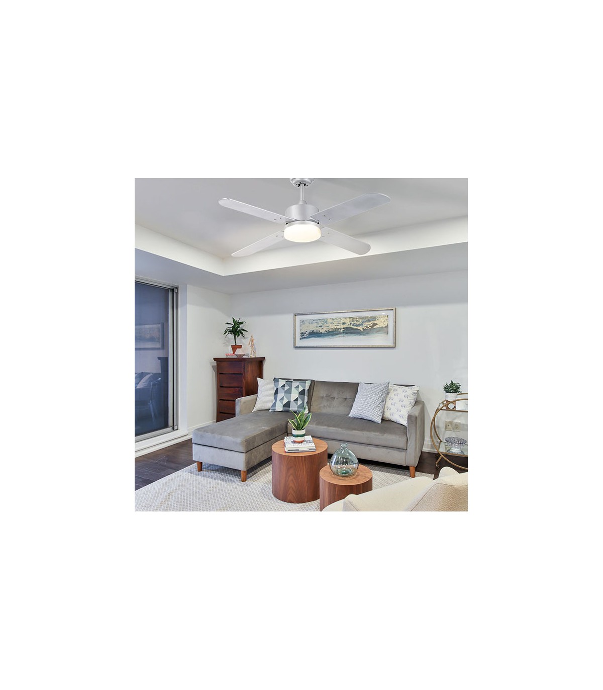 Ventilador Kenia DC Blanco 18W 1800Lm 4 Aspas Blanco CCT