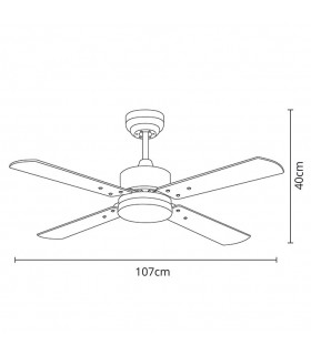 Ventilador Kenia DC Blanco 18W 1800Lm 4 Aspas Blanco CCT