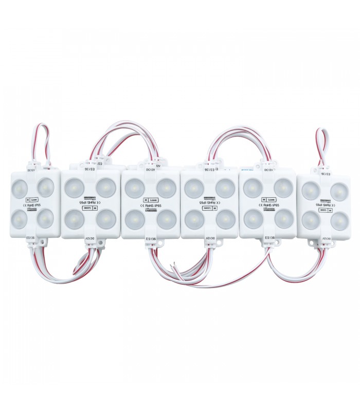 Cadena 20 Módulos 4 LED 2W 220Lm 160º 12VDC IP65