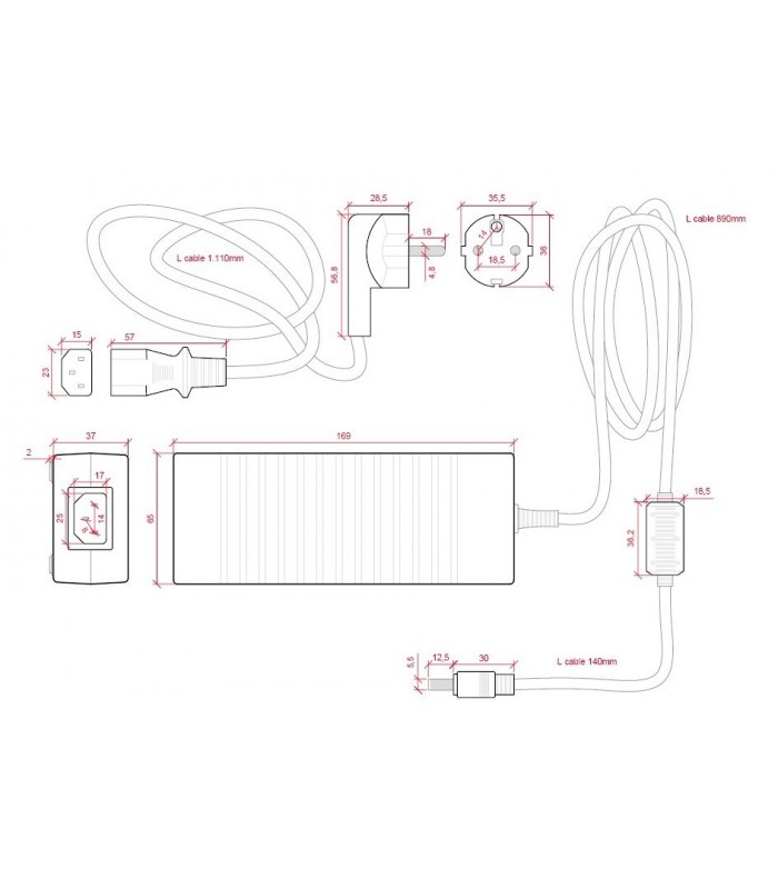 Fuente alimentación para tiras de LED 220V a 12V 120W 10A