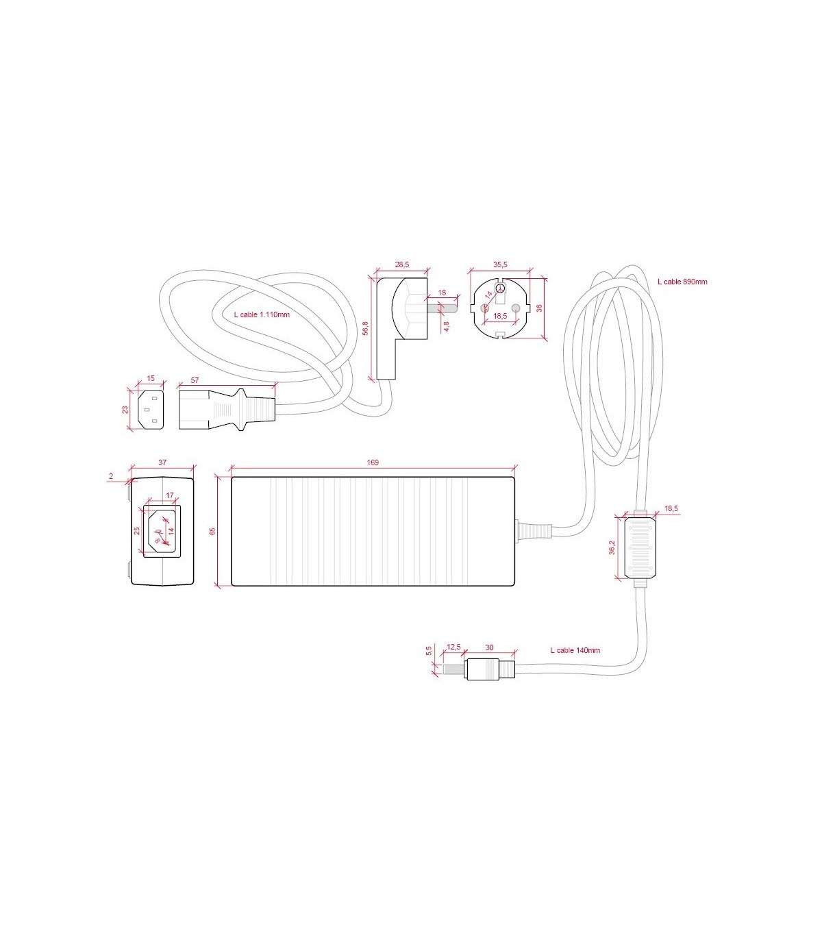 Fuente alimentación para tiras de LED 220V a 12V 120W 10A