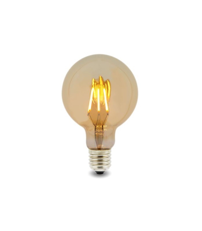 Bombilla LED filamento 6W 500Lm 360º  E27 G95 2500K Ambar Serie VINTAGE