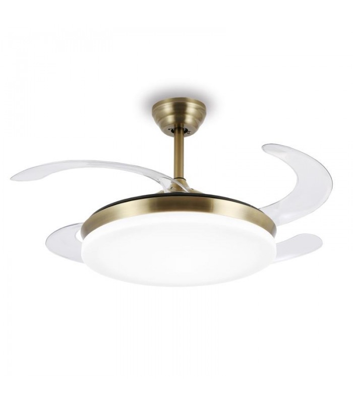 Ventilador LED Isabella-L APP DC 72W 4 aspas 8000Lm Cuero CCT