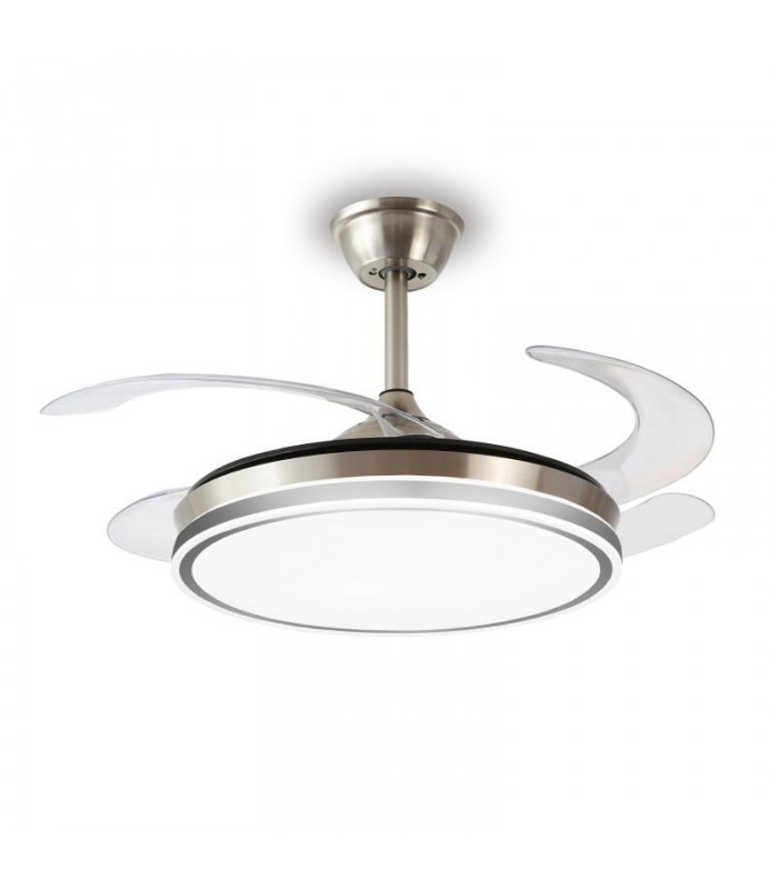 Ventilador LED STELLA-L APP DC 72W 4 aspas 8000Lm Niquel CCT