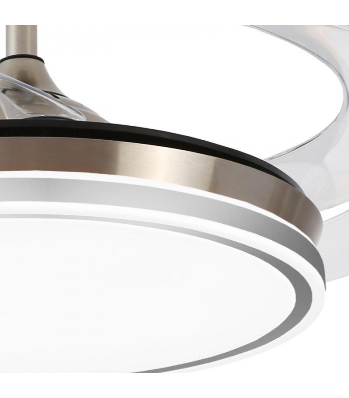 Ventilador LED STELLA-L APP DC 72W 4 aspas 8000Lm Niquel CCT