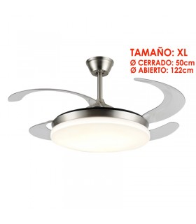 Ventilador LED Isabella-XL APP DC 72W 4 aspas 8000Lm Niquel CCT