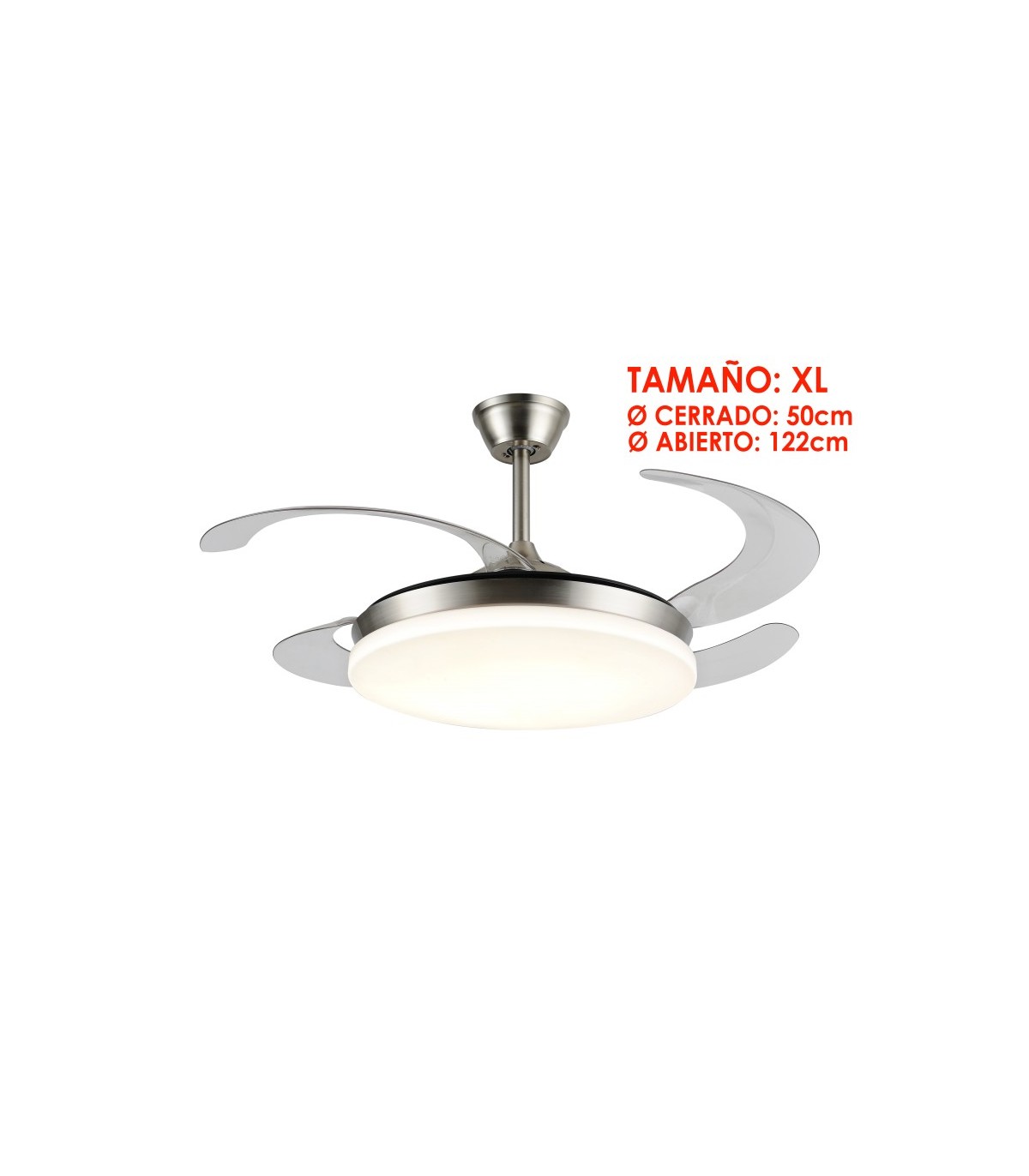 Ventilador LED Isabella-XL APP DC 72W 4 aspas 8000Lm Niquel CCT