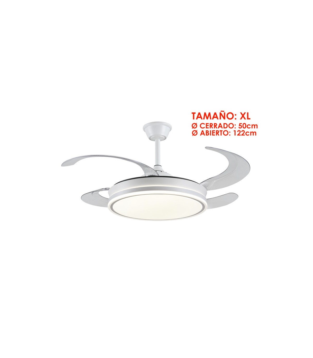 Ventilador LED Ambra-XL APP DC 72W 4 aspas 8000Lm Blanco CCT