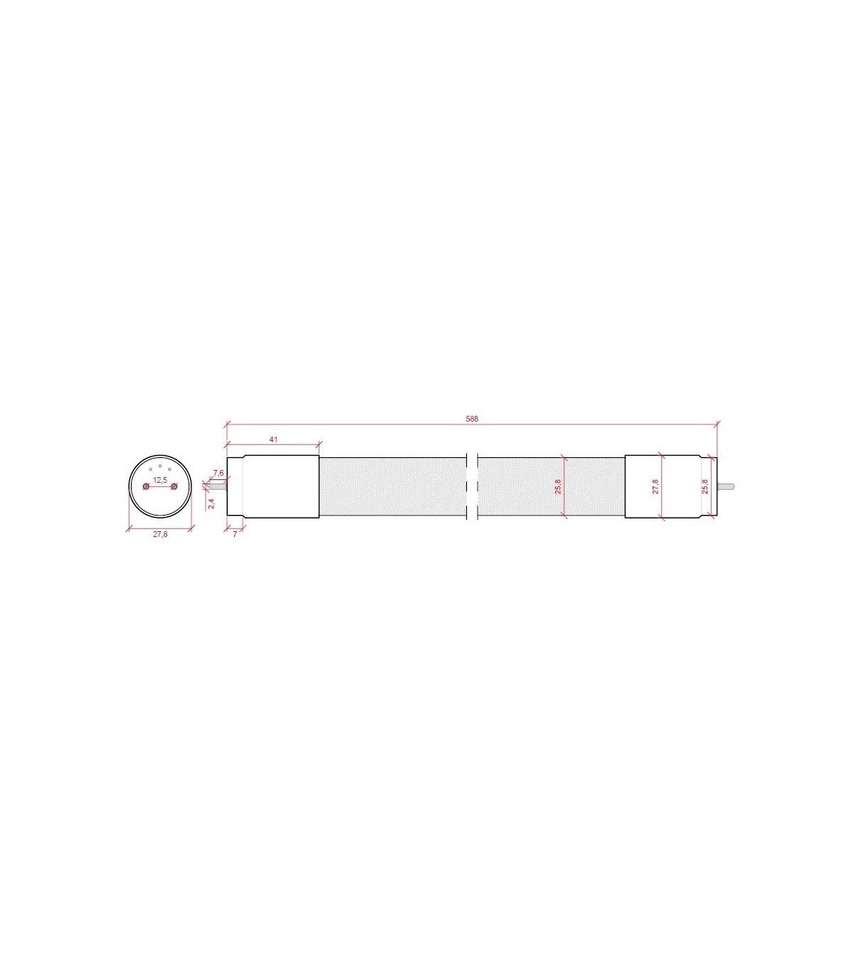 Tubo LED 60cm 9W 810Lm 300º PINK IP50 G13