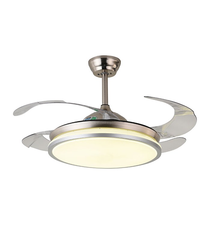 Ventilador Dune DC 72W 6480Lm 4 Aspas Niquel CCT