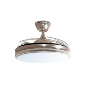 Ventilador Dune DC 72W 6480Lm 4 Aspas Niquel CCT