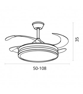 Ventilador Dune DC 72W 6480Lm 4 Aspas Niquel CCT