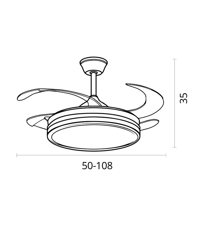 Ventilador Dune DC 72W 6480Lm 4 Aspas Niquel CCT