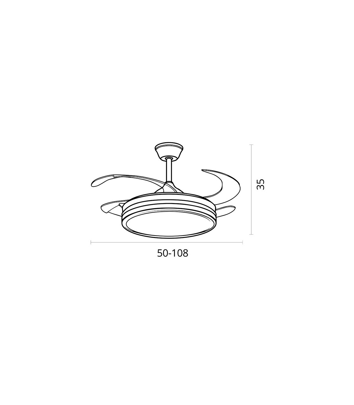 Ventilador Dune DC 72W 6480Lm 4 Aspas Niquel CCT