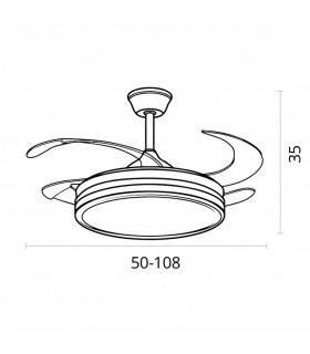 Ventilador Dune DC 72W 6480Lm 4 Aspas Blanco CCT