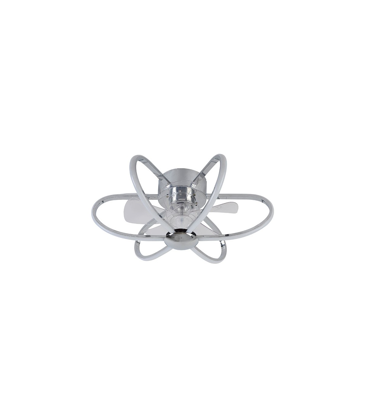 Ventilador Jura AC APP 74W 5260Lm 5 Aspas Cromo CCT