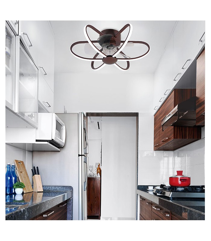 Ventilador Jura AC APP 74W 5260Lm 5 Aspas Marrón CCT