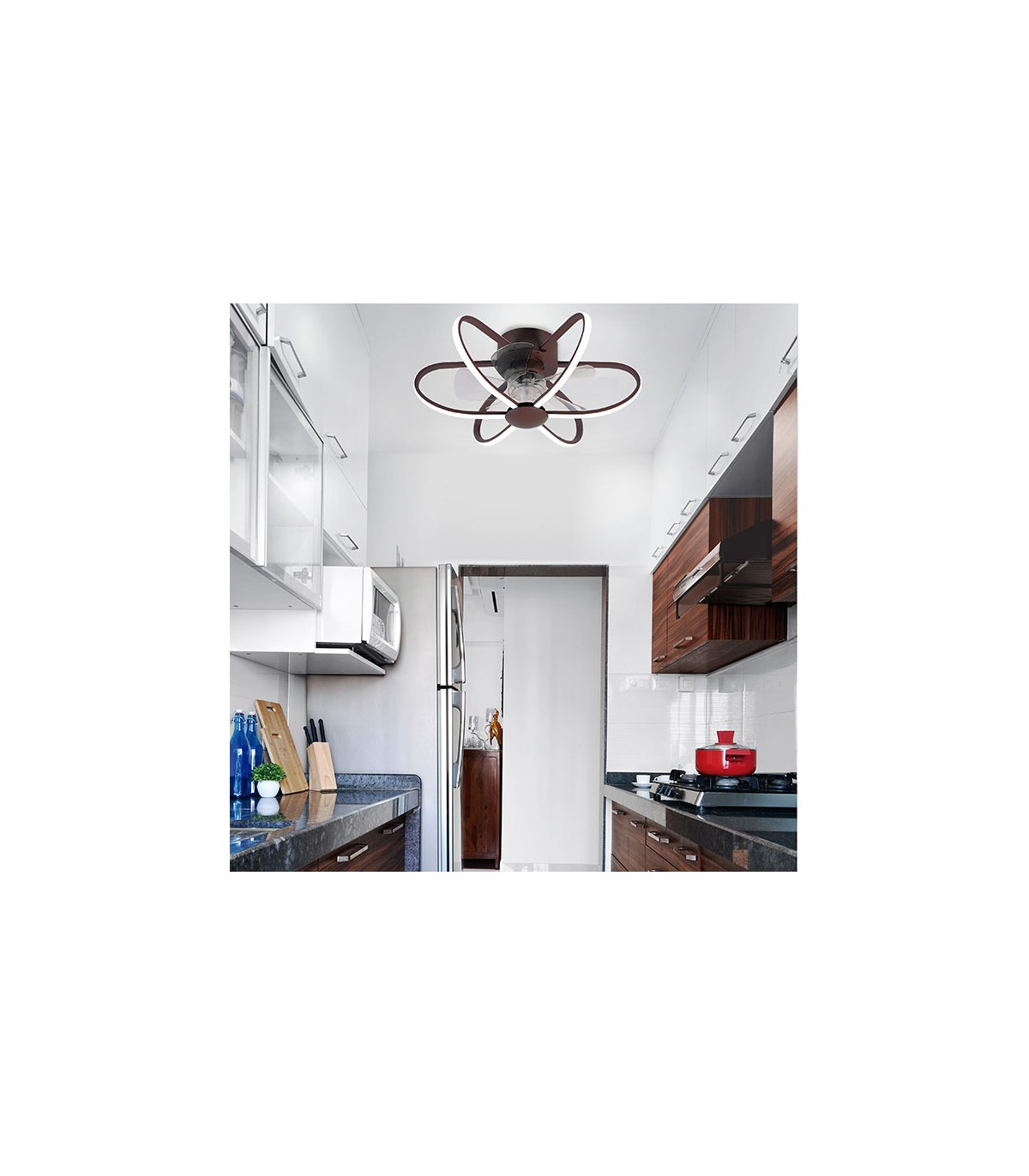 Ventilador Jura AC APP 74W 5260Lm 5 Aspas Marrón CCT