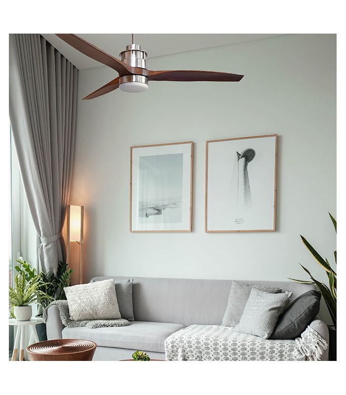 Ventilador Bravo DC Niquel 16W 1600Lm 3 Aspas Marrón