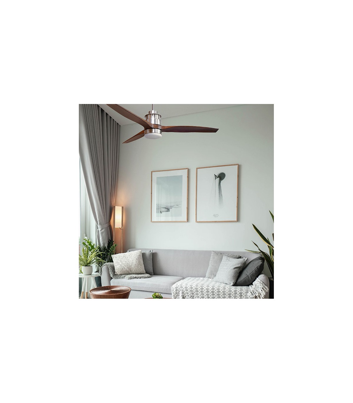 Ventilador Bravo DC Niquel 16W 1600Lm 3 Aspas Marrón