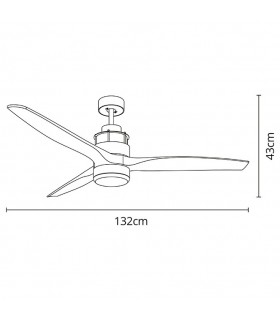 Ventilador Bravo DC Niquel 16W 1600Lm 3 Aspas Marrón