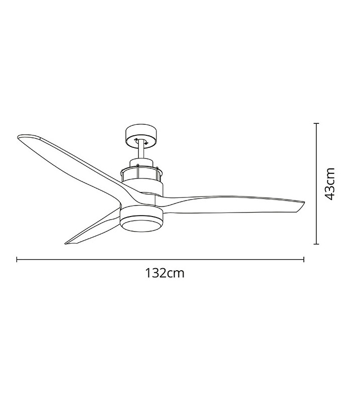Ventilador Bravo DC Niquel 16W 1600Lm 3 Aspas Marrón