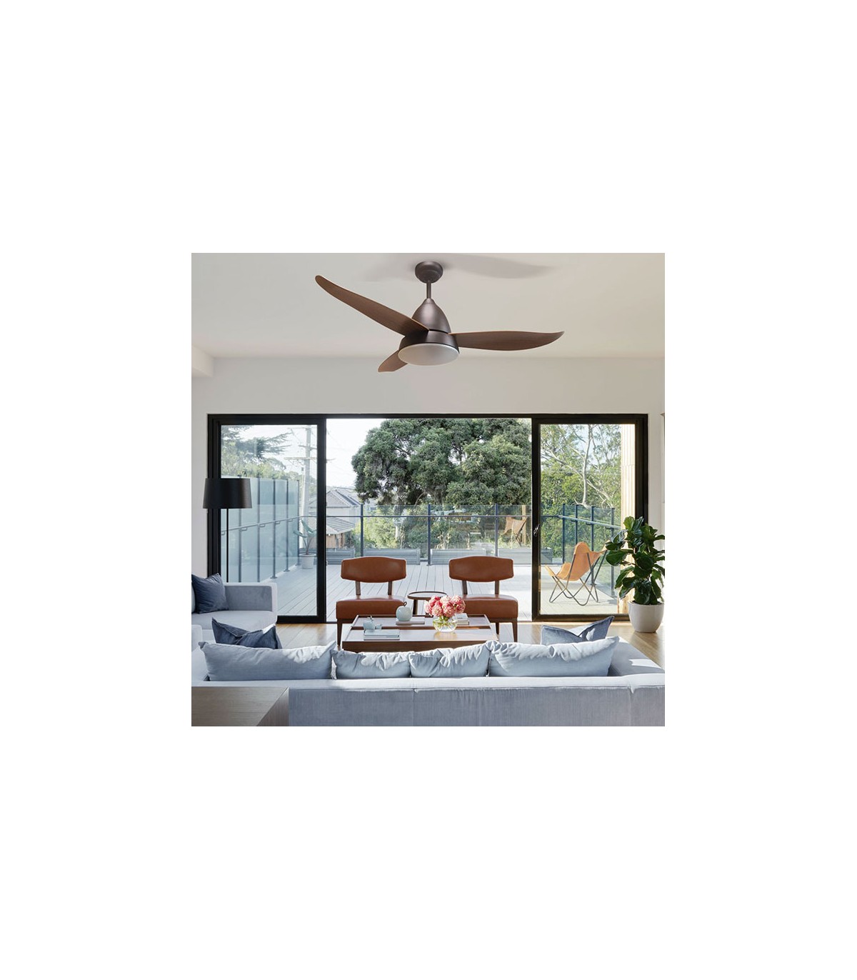 Ventilador Marino DC 16W 1600Lm 3 Aspas Marrón