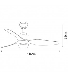 Ventilador Poniente DC 16W 1600Lm 3 Aspas Níquel