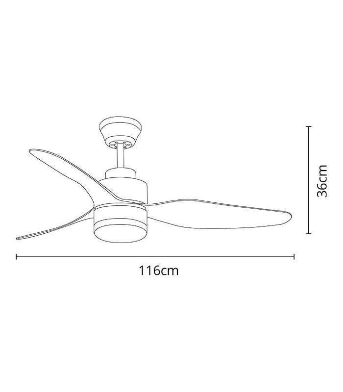 Ventilador Poniente DC 16W 1600Lm 3 Aspas Níquel