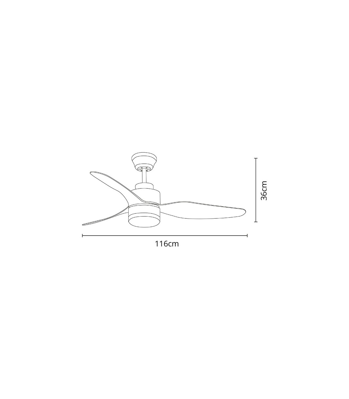 Ventilador Poniente DC 16W 1600Lm 3 Aspas Níquel