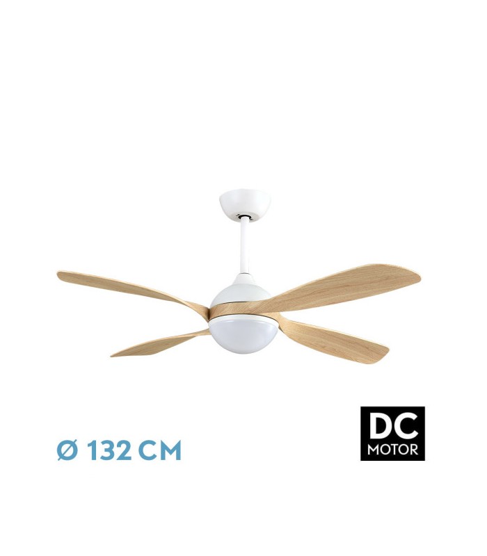 Ventilador de Techo LIVORNO DC Blanco 30W 3250Lm 4 Aspas Haya CCT