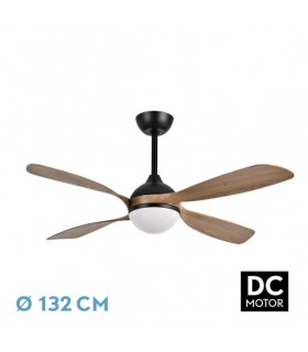 Ventilador de Techo LIVORNO DC Negro 30W 3250Lm 4 Aspas Roble CCT