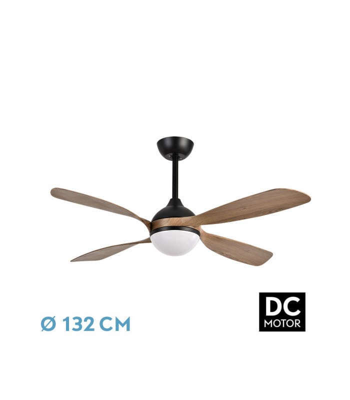 Ventilador de Techo LIVORNO DC Negro 30W 3250Lm 4 Aspas Roble CCT