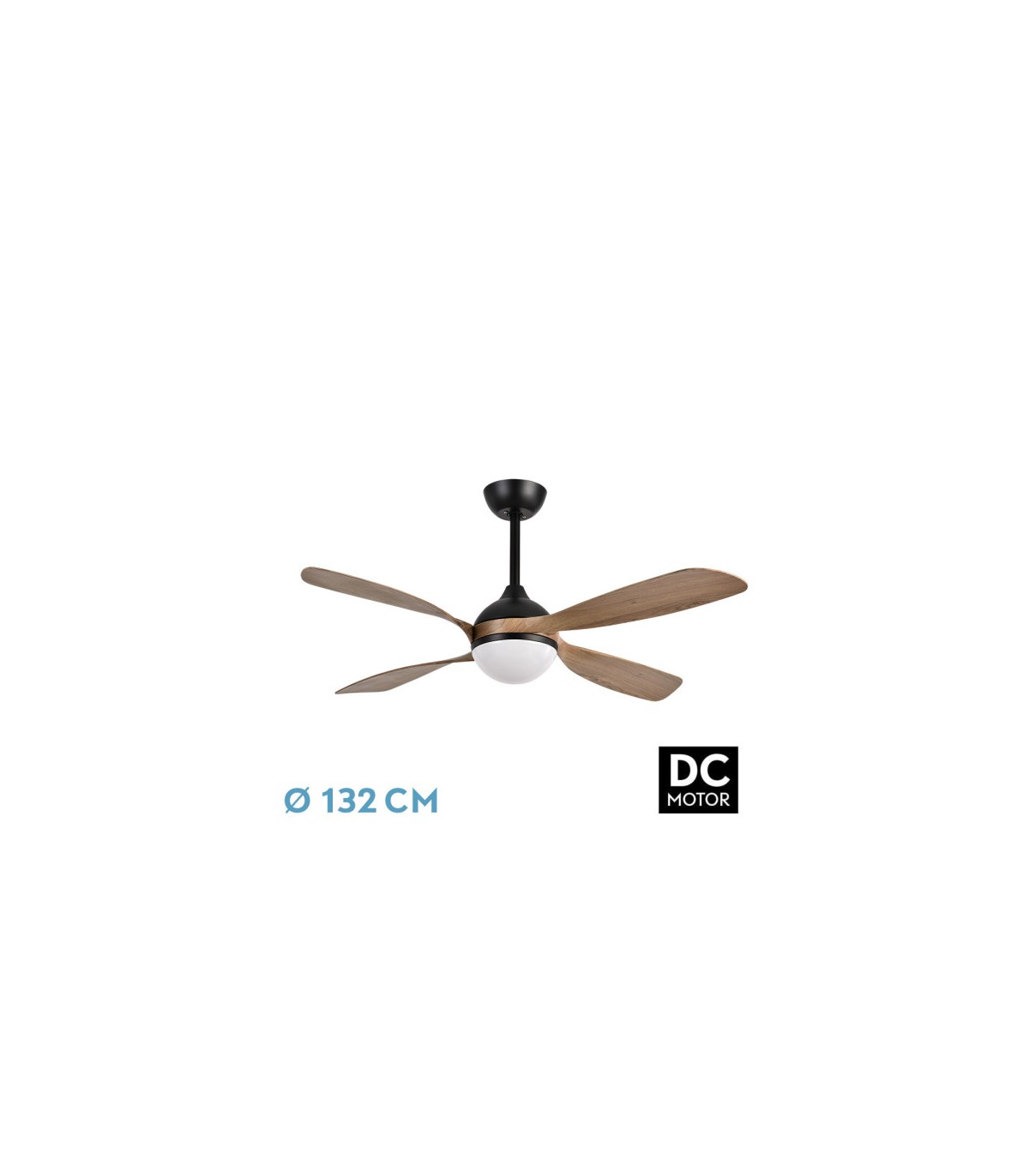 Ventilador de Techo LIVORNO DC Negro 30W 3250Lm 4 Aspas Roble CCT