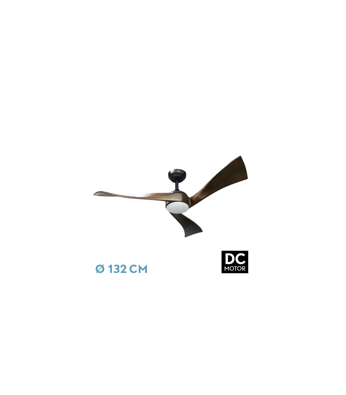 Ventilador de Techo JANUBI Negro DC 22W 2350Lm 3 Aspas Roble CCT