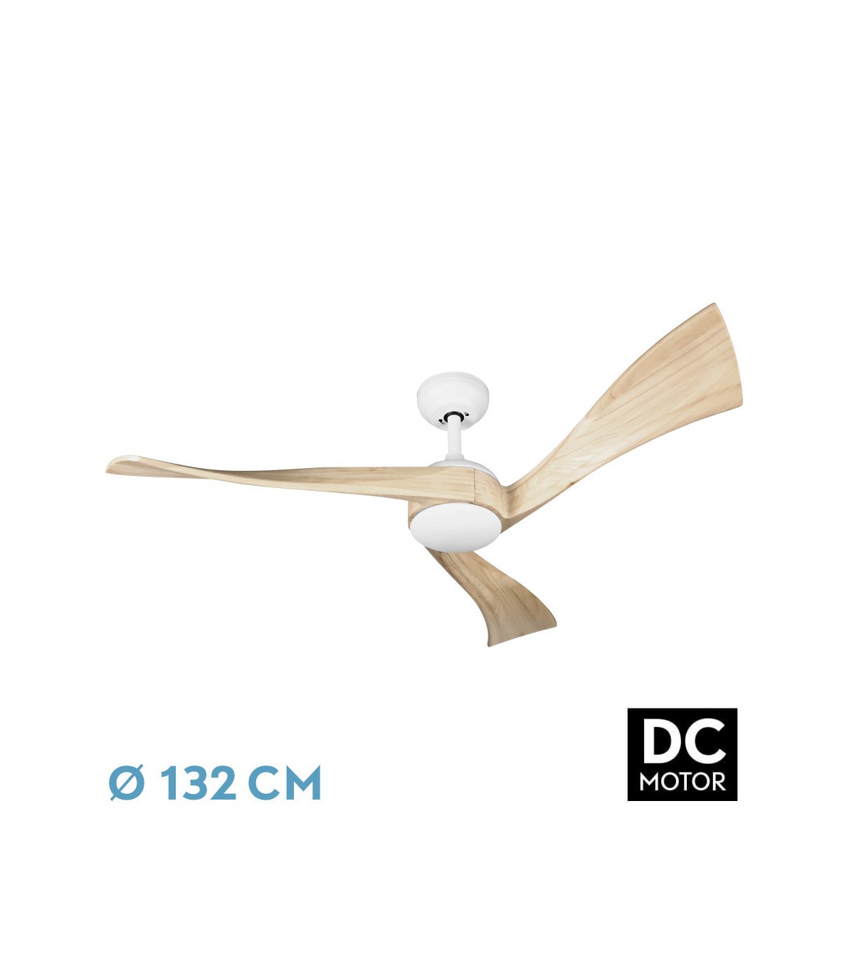 Ventilador de Techo JANUBI Blanco DC 22W 2350Lm 3 Aspas Haya CCT