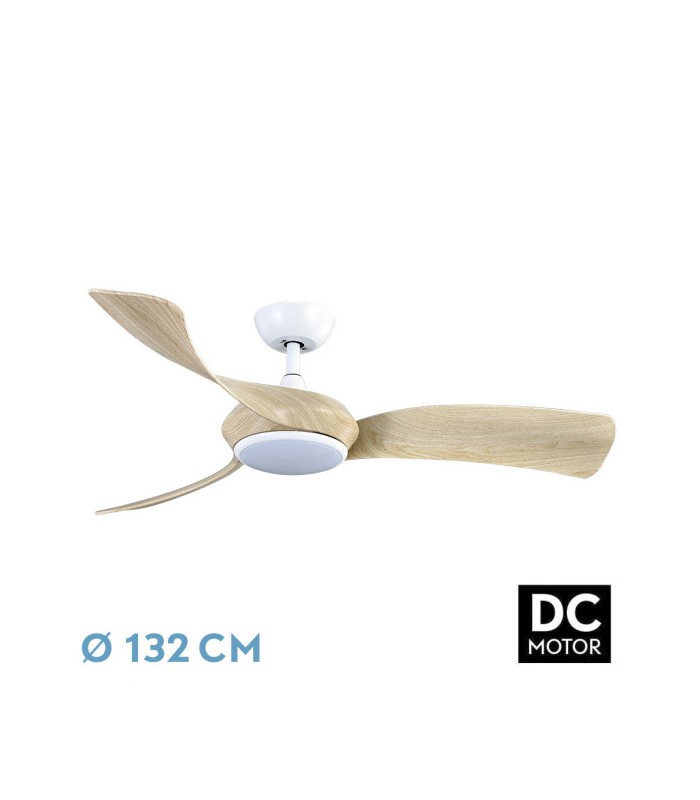 Ventilador Cerdeña Blanco DC 30W 2950Lm 3 Aspas Haya CCT
