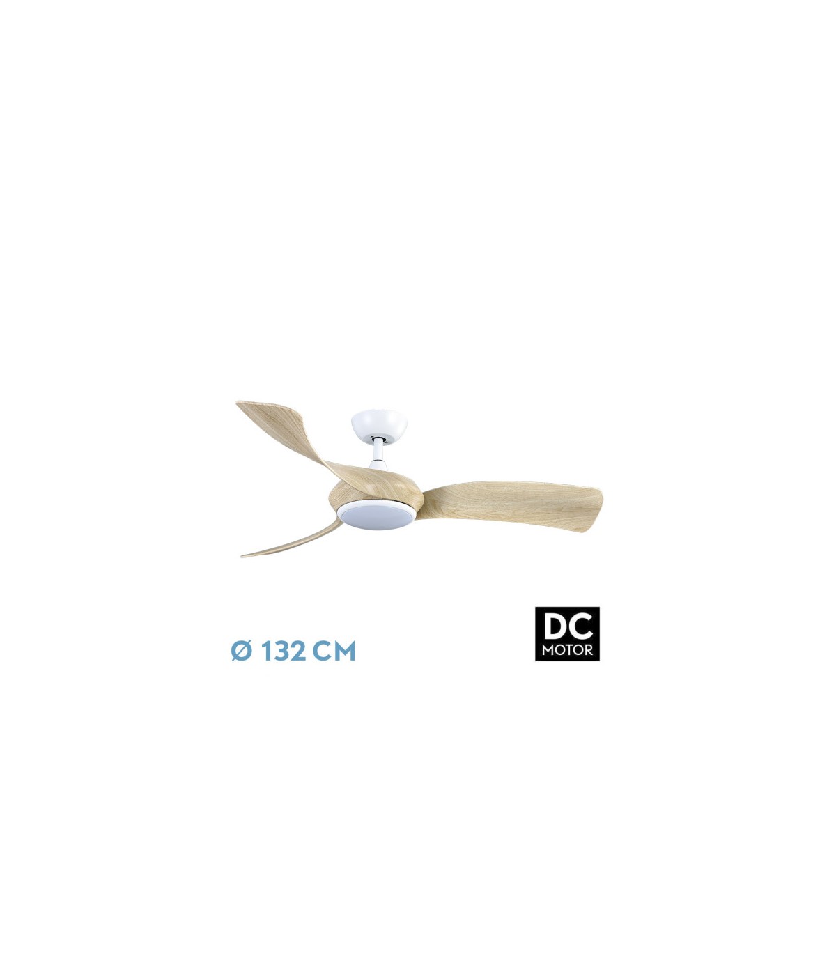 Ventilador Cerdeña Blanco DC 30W 2950Lm 3 Aspas Haya CCT