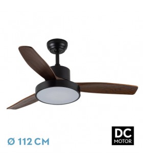 Ventilador de Techo KAVALA  Negro DC 48W 4078Lm 3 Aspas Roble CCT
