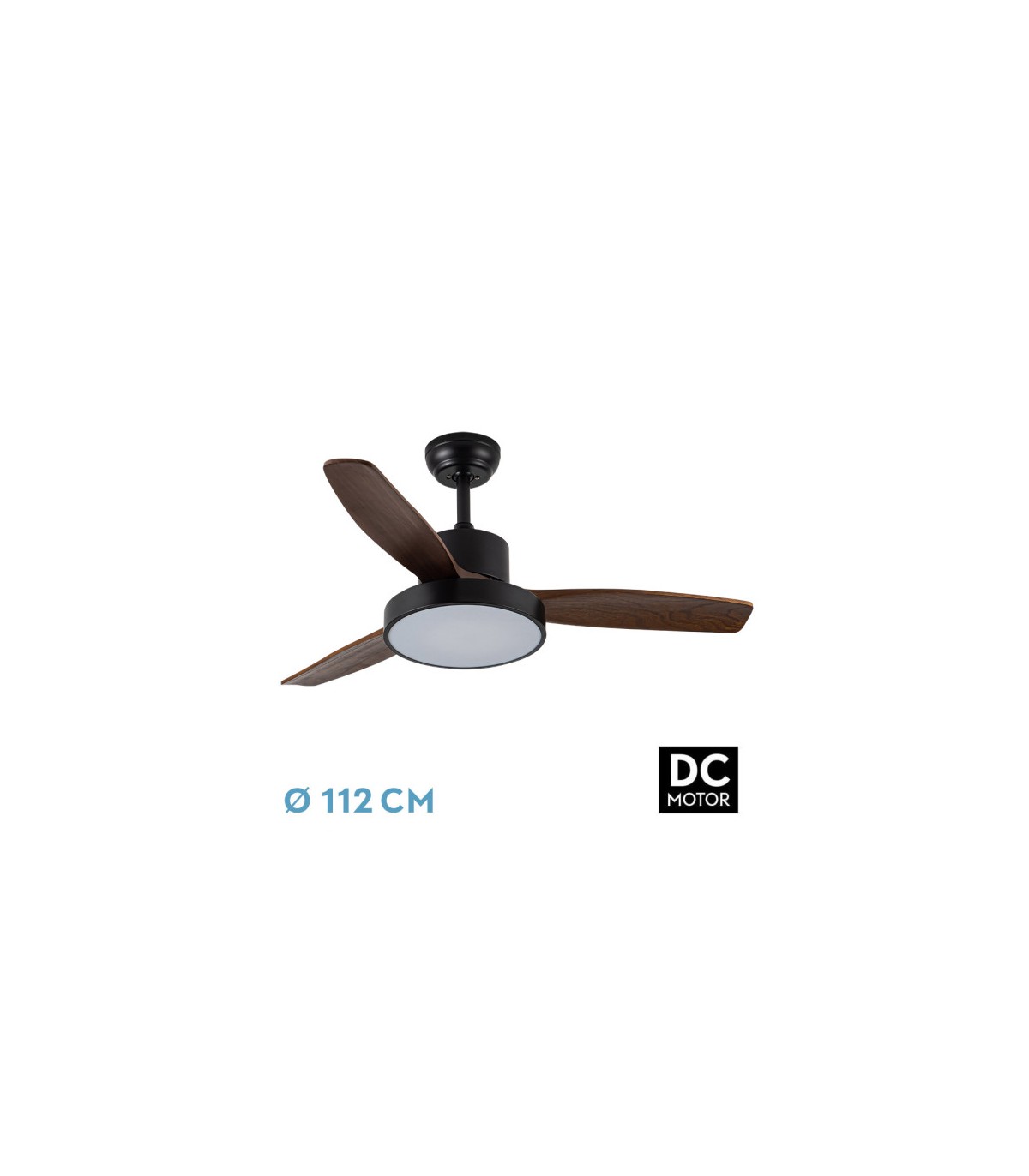 Ventilador de Techo KAVALA  Negro DC 48W 4078Lm 3 Aspas Roble CCT