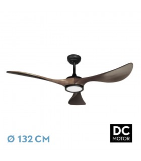 Ventilador Viana Negro DC 18W 2250Lm 3 Aspas Roble CCT