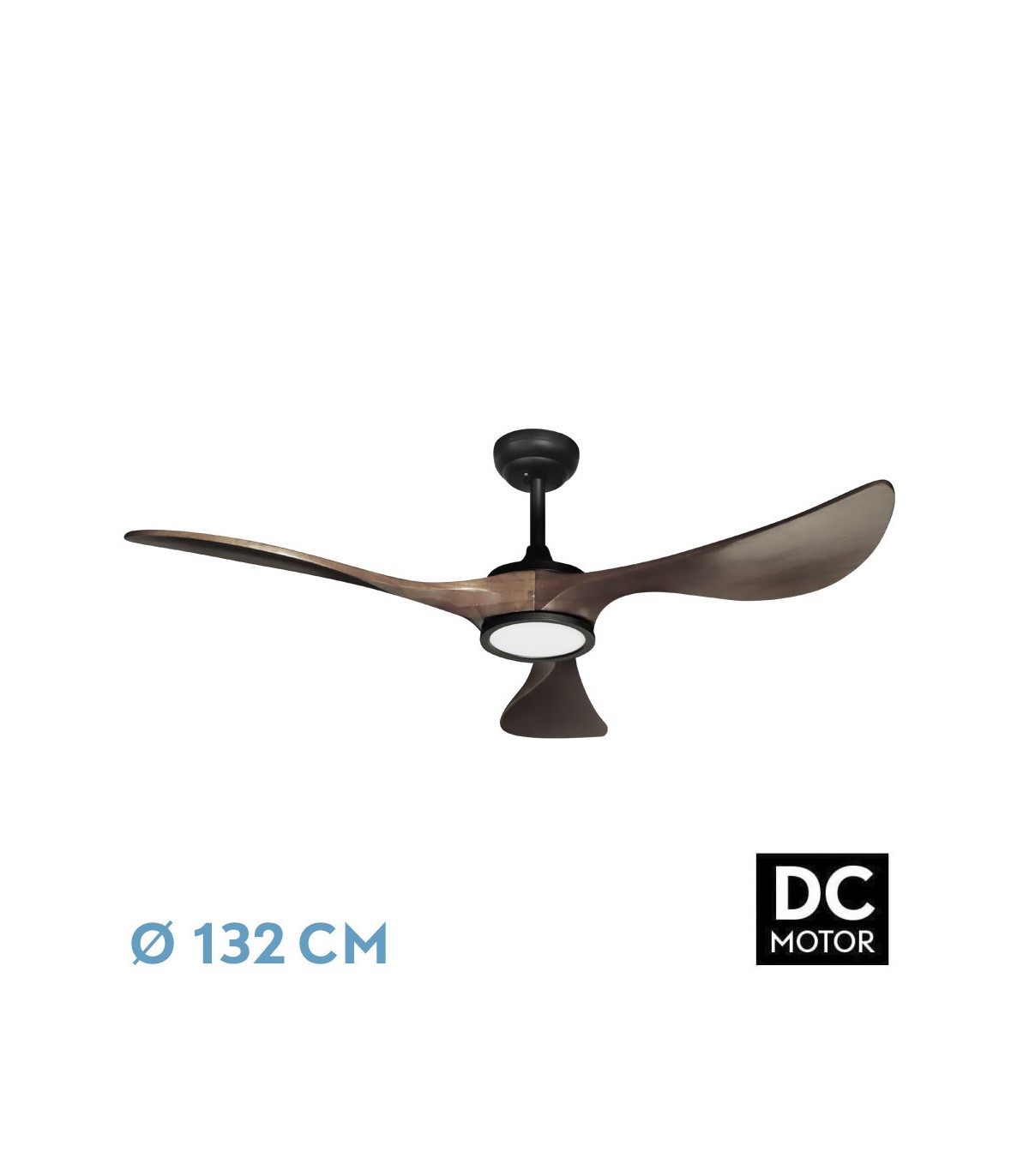 Ventilador Viana Negro DC 18W 2250Lm 3 Aspas Roble CCT