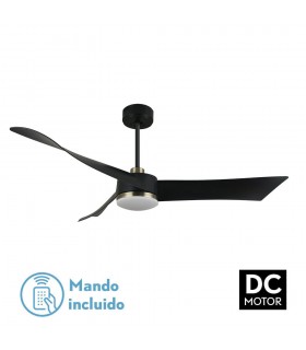 Ventilador de Techo TEMPEL DC Negro/Cuero 26W 2950Lm 3 Aspas CCT