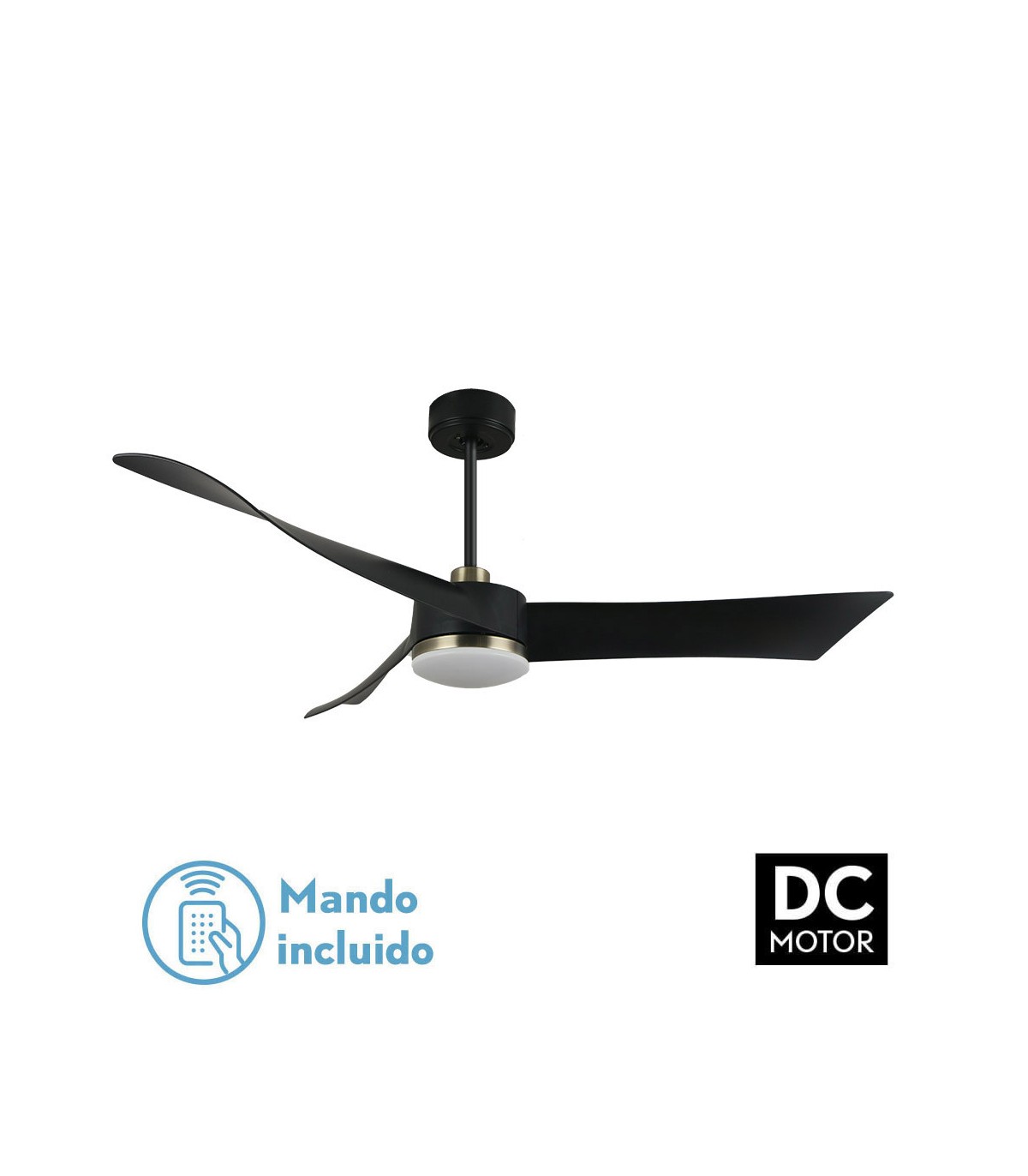 Ventilador de Techo TEMPEL DC Negro/Cuero 26W 2950Lm 3 Aspas CCT