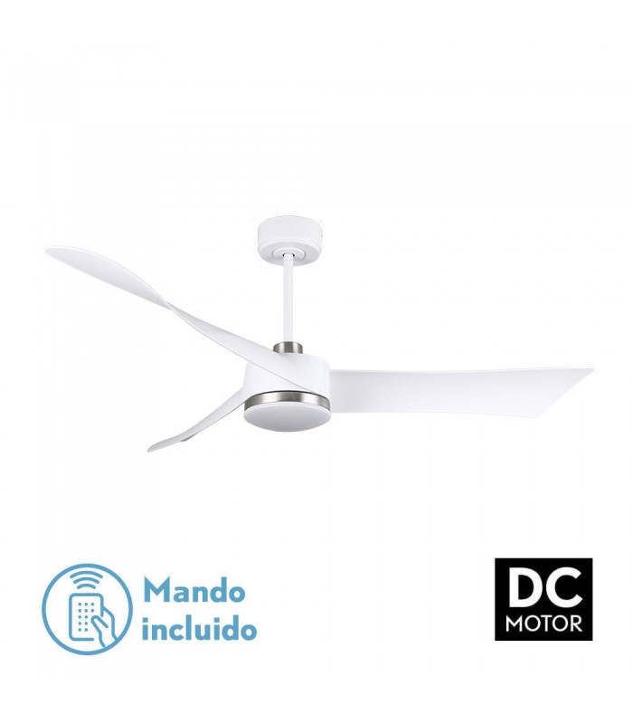 Ventilador de Techo TEMPEL DC Blanco/Níquel 26W 2950Lm 3 Aspas CCT