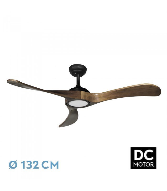 Ventilador Castelo Negro DC 18W 2250Lm 3 Aspas Roble CCT