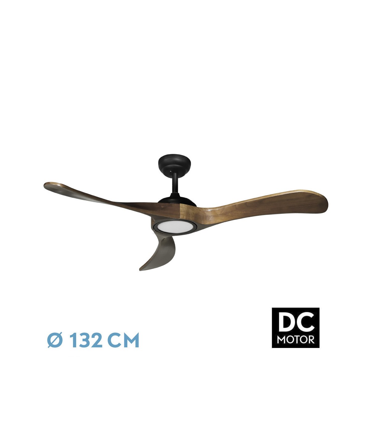 Ventilador Castelo Negro DC 18W 2250Lm 3 Aspas Roble CCT